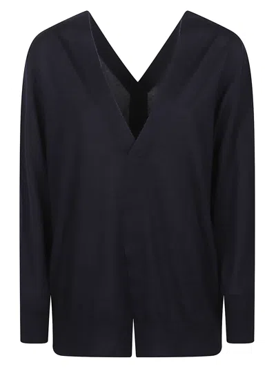 Sa Su Phi Double V Neck Sweater Long Sleeves In Black