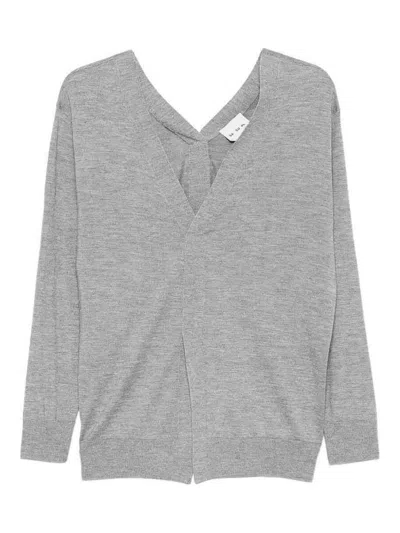 Sa Su Phi Front And Back V-neck Sweater In Gray