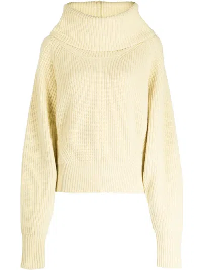 Sa Su Phi Funnel-neck Ribbed-knit Jumper In Yellow