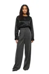 Sa Su Phi Grey Loose Flat Front Pants In Grey