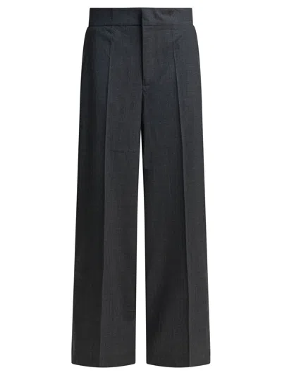 Sa Su Phi Grey Virgin Wool Blend Trousers In Black