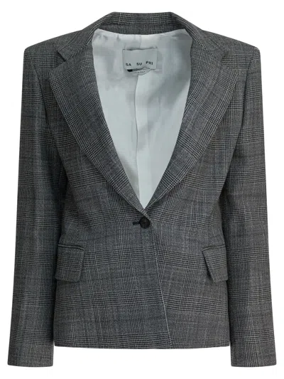Sa Su Phi Grey Wool Silk Jacket In Gray