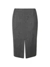 Sa Su Phi Herringbone-pattern Front-slit Midi Skirt In Gray