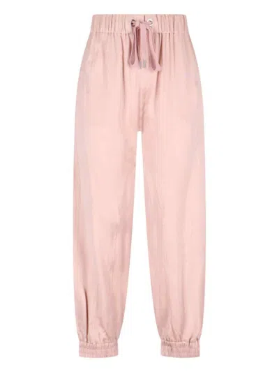 Sa Su Phi High-waisted Silk Blend Athletic Pants With Drawstring Closure