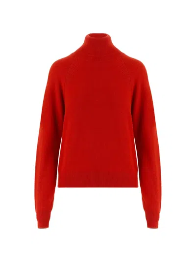 Sa Su Phi High-neck Raglan-sleeves Sweater In Burgundy