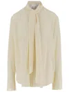 Sa Su Phi Ivory Silk Shirt With Front Bow In Multi
