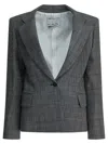 Sa Su Phi Checked Single-breasted Blazer In Gray
