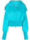 Sa Su Phi Jen Zip-up Mohair-blend Cardigan In Blue