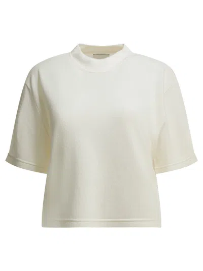 Sa Su Phi Short Sleeve Knitwear Soft Texture Ribbed Neckline In White