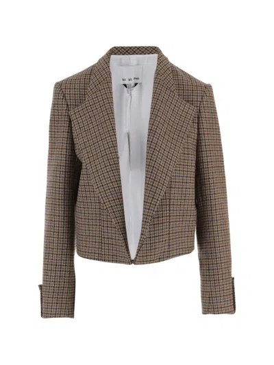Sa Su Phi Lauren Checked Wool Jacket In Brown