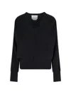 Sa Su Phi V Neck Knitwear Long Sleeve Ribbed Top In Black