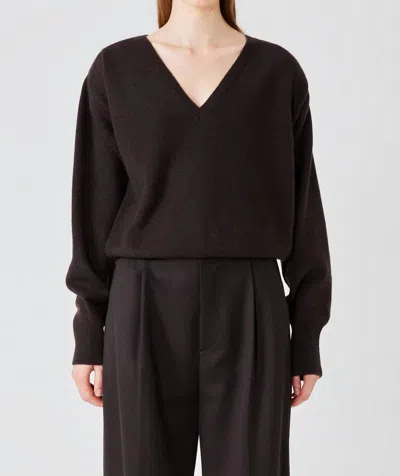 Sa Su Phi Lavinia Vneck Lightweight Sweater In Brown