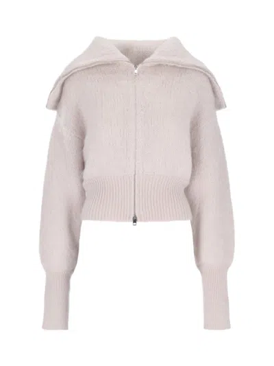 SA SU PHI LIGHT PINK ZIP-UP SWEATER WITH MAXI COLLAR