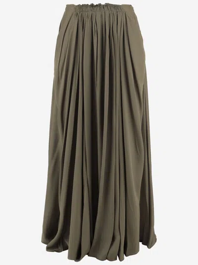 Sa Su Phi Long Cotton Blend Skirt In Green