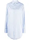 Sa Su Phi Marcella Striped Longline Cotton-poplin Shirt In Blue