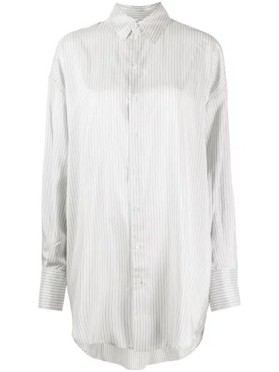 Sa Su Phi Long-length Striped Cotton Shirt In Weiss