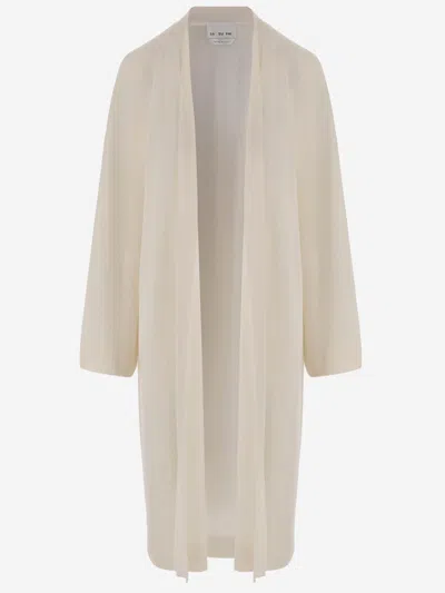 Sa Su Phi Long Open Cashmere And Silk Knit In White