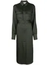 Sa Su Phi Long-sleeve Wool Shirtdress In Green