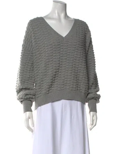 Pre-owned Sa Su Phi Merino Wool V-neck Sweater In Grey