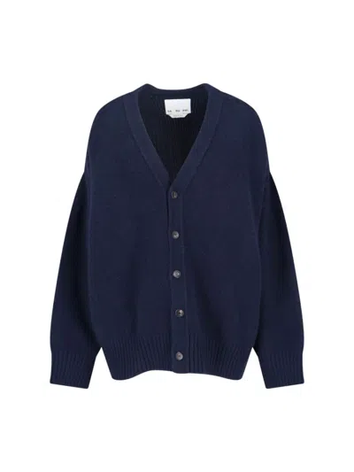 SA SU PHI NAVY BLUE KNITTED CARDIGAN WITH V-NECKLINE AND BUTTON-DOWN FRONT