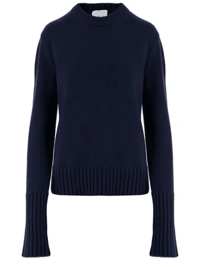 Sa Su Phi Navy Knit Ribbed Cashmere Sweater In Blue