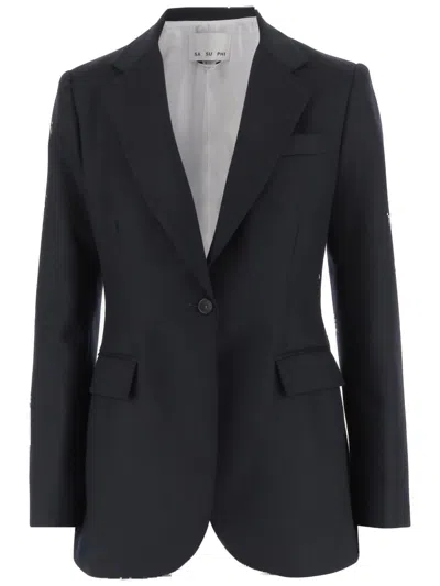 SA SU PHI SA SU PHI NAVY TAILORED WOOL JACKET