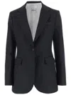 Sa Su Phi Single-breasted Wool Blazer In Blue