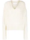 Sa Su Phi Open-knit V-neck Jumper In Neutrals