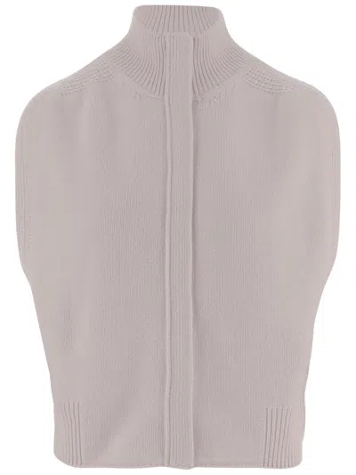 Sa Su Phi Pink Cashmere High-neck Sleeveless Sweater In Gray