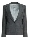 Sa Su Phi Checked Single-breasted Blazer In Gray