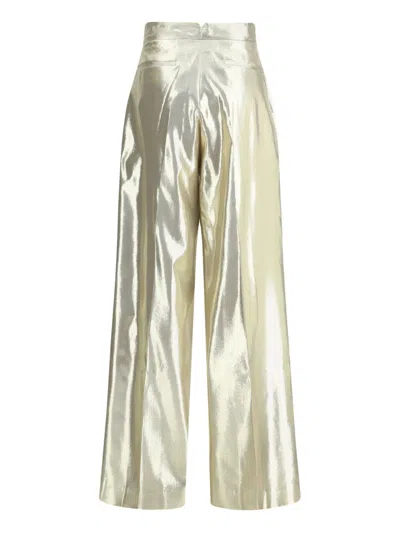 Sa Su Phi Pleated Metallic Trousers In Gold