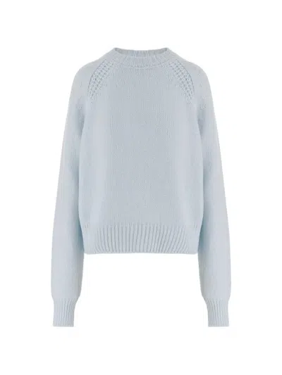 Sa Su Phi Pointelle-knit Raglan-sleeve Sweater In Blue