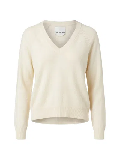 SA SU PHI RAGLAN-SLEEVE V-NECK SWEATER