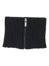 Sa Su Phi Ribbed Knit Scarf With Central Silver Zipper In Black