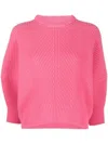 Sa Su Phi Ribbed Three-quarter Sleeve Cashmere Sweater In Pink