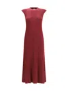 Sa Su Phi Ribbed Cashmere Silk Sleeveless Long Dress In Red