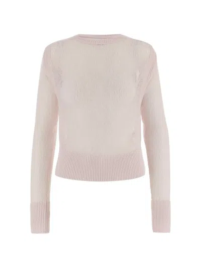 Sa Su Phi Ribbed Crew-neck Cashmere Sweater In Pink
