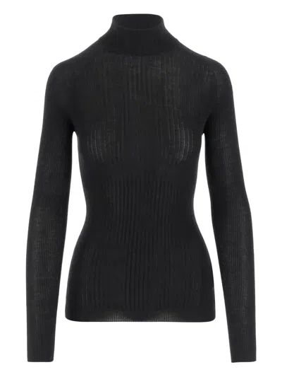 Sa Su Phi Ribbed High-neck Sweater In Black