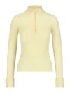 Sa Su Phi Ribbed Cashmere Blend Sweater With Polo Neck In Yellow