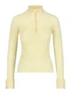 Sa Su Phi Ribbed Cashmere Blend Sweater With Polo Neck In Yellow