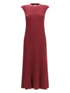 Sa Su Phi Ribbed Cashmere Silk Sleeveless Long Dress In Red