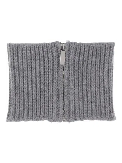 Sa Su Phi Ribbed Zip Neck-warmer Scarf In Gray