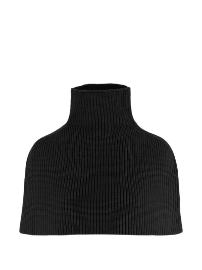 Sa Su Phi Ribbed-knit Cashmere Cape In 블랙