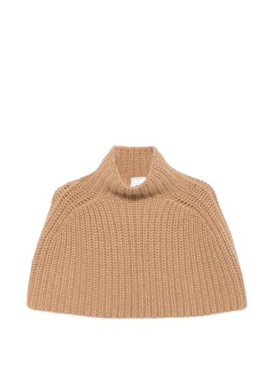 Sa Su Phi Ribbed-knit Cashmere Poncho In Brown