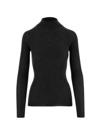 Sa Su Phi Ribbed-knit Raglan-sleeve Sweater In Black