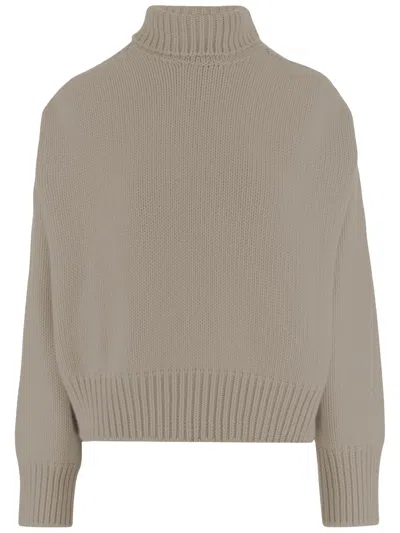 Sa Su Phi Sand Beige Cashmere Ribbed Turtleneck Sweater In Neutral