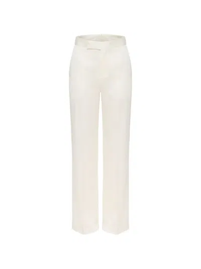 Sa Su Phi Satin Wide-leg Trousers In White