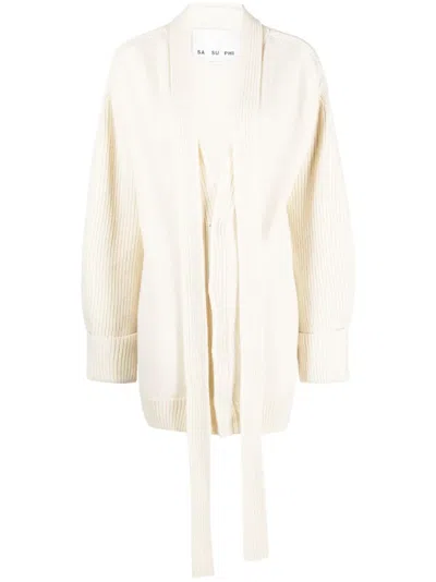 SA SU PHI SCARF-DETAIL CASHMERE CARDIGAN
