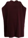 Sa Su Phi Scarf-embellished Ribbed-knit Cape In Red