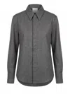 Sa Su Phi Concealed-front Wool Shirt In Gray